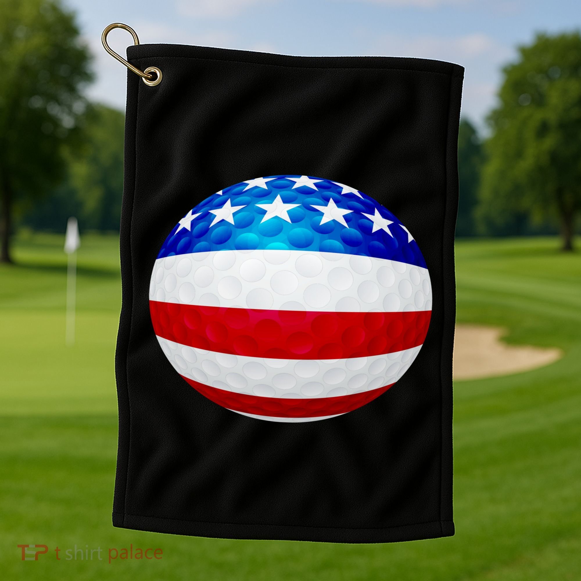 USA Golf Flag GolfBall Golf Towel