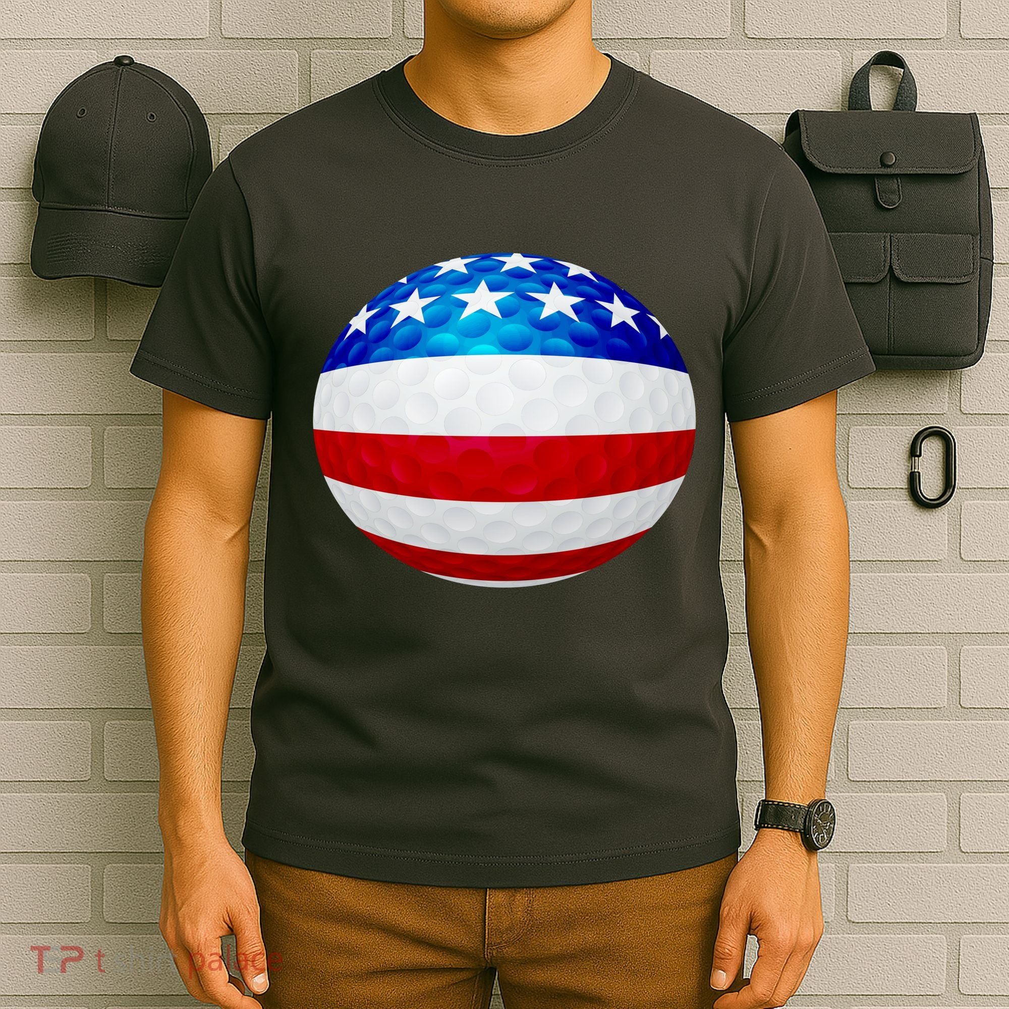 USA Golf Flag GolfBall T-Shirt