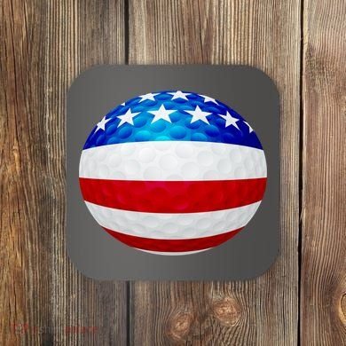 USA Golf Flag GolfBall Coaster