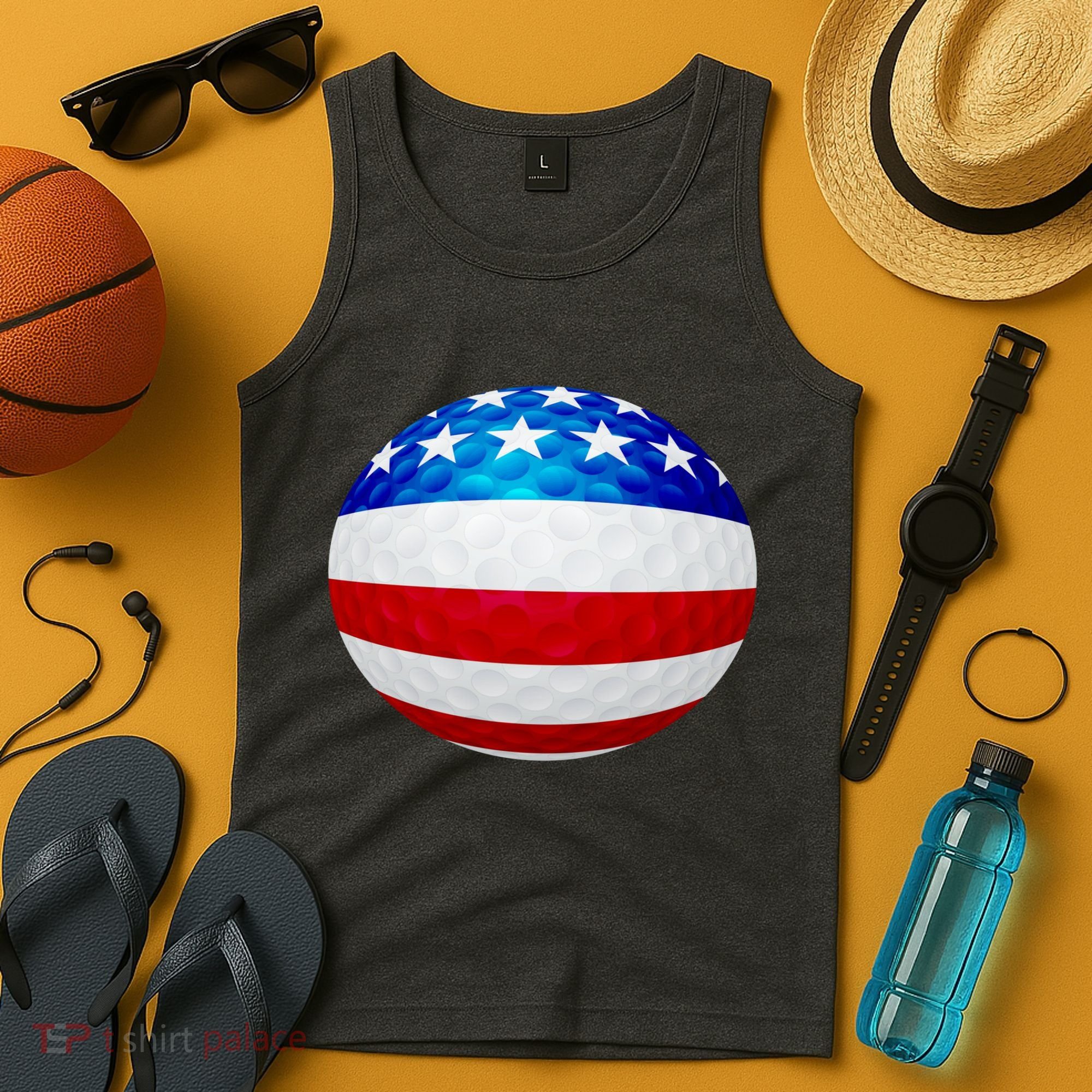 USA Golf Flag GolfBall Tank Top