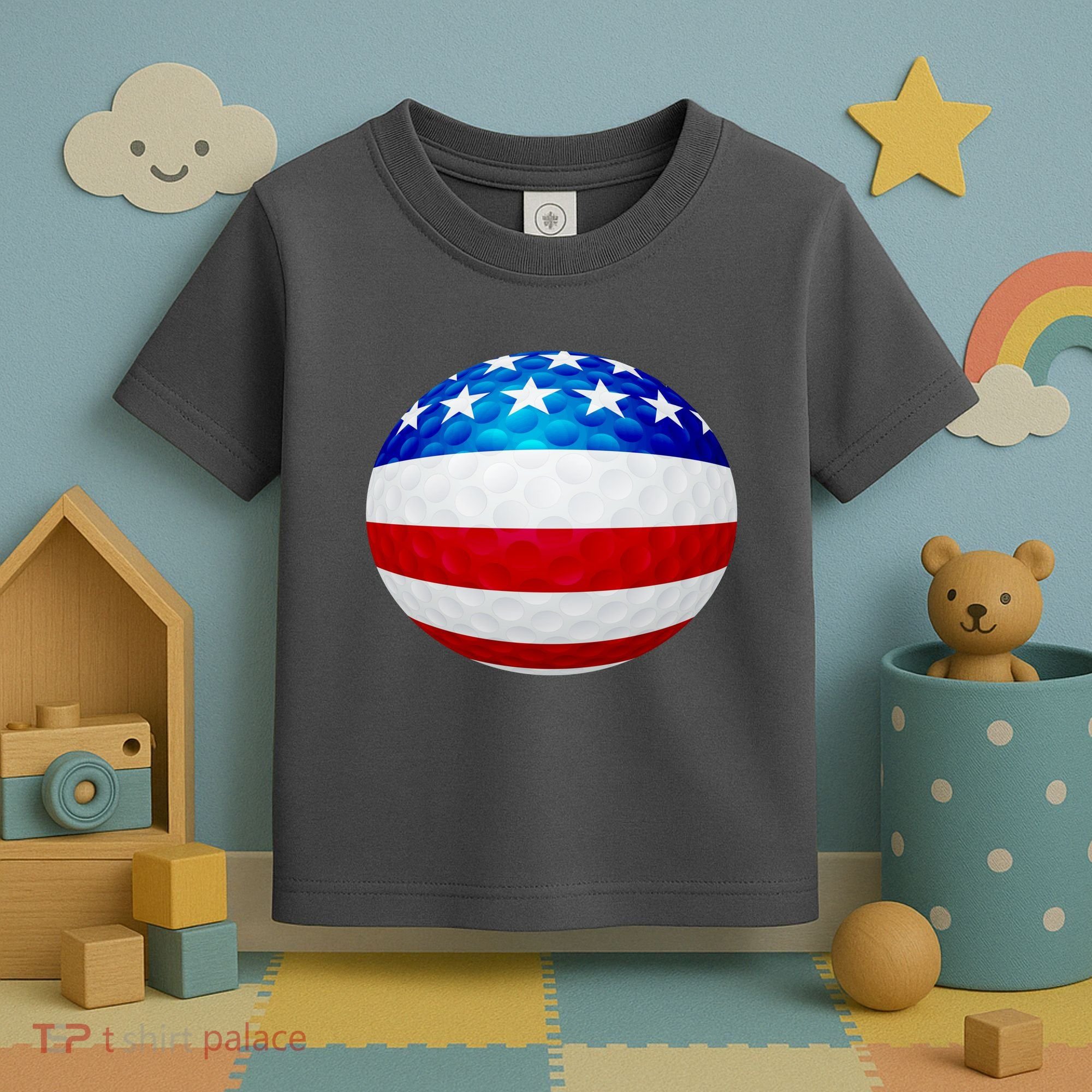 USA Golf Flag GolfBall Toddler T-Shirt