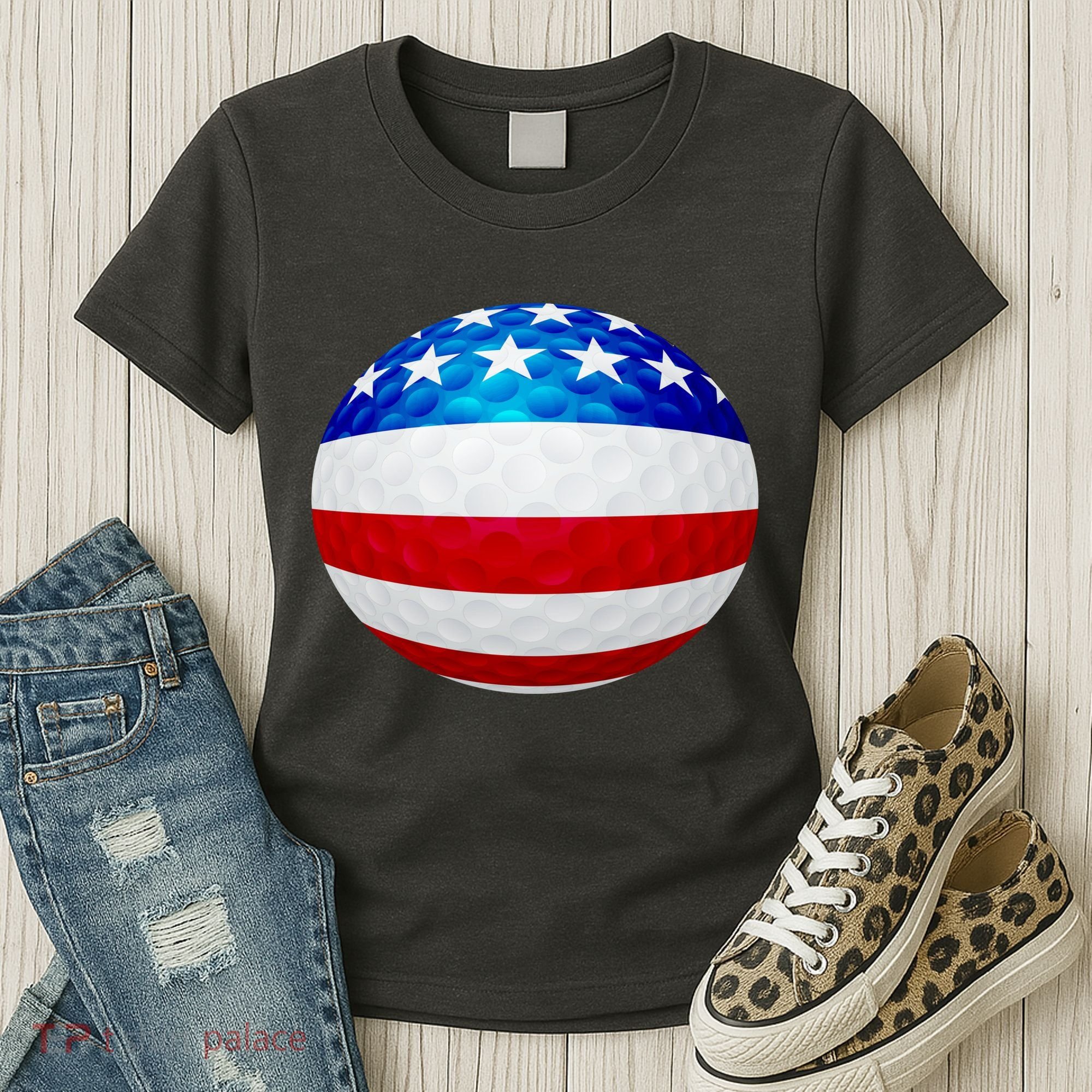USA Golf Flag GolfBall Women's T-Shirt