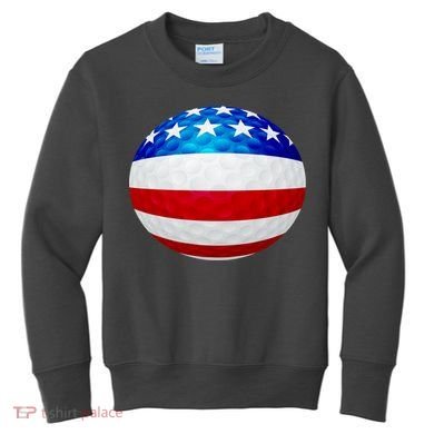 USA Golf Flag GolfBall Kids Sweatshirt