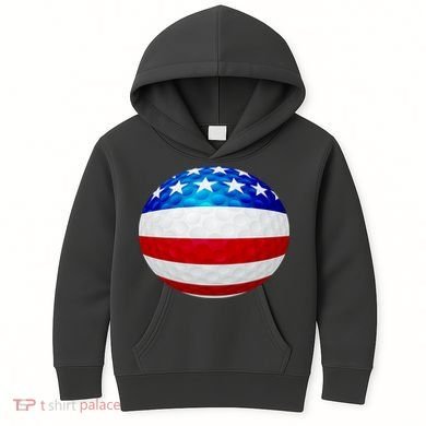 USA Golf Flag GolfBall Kids Hoodie
