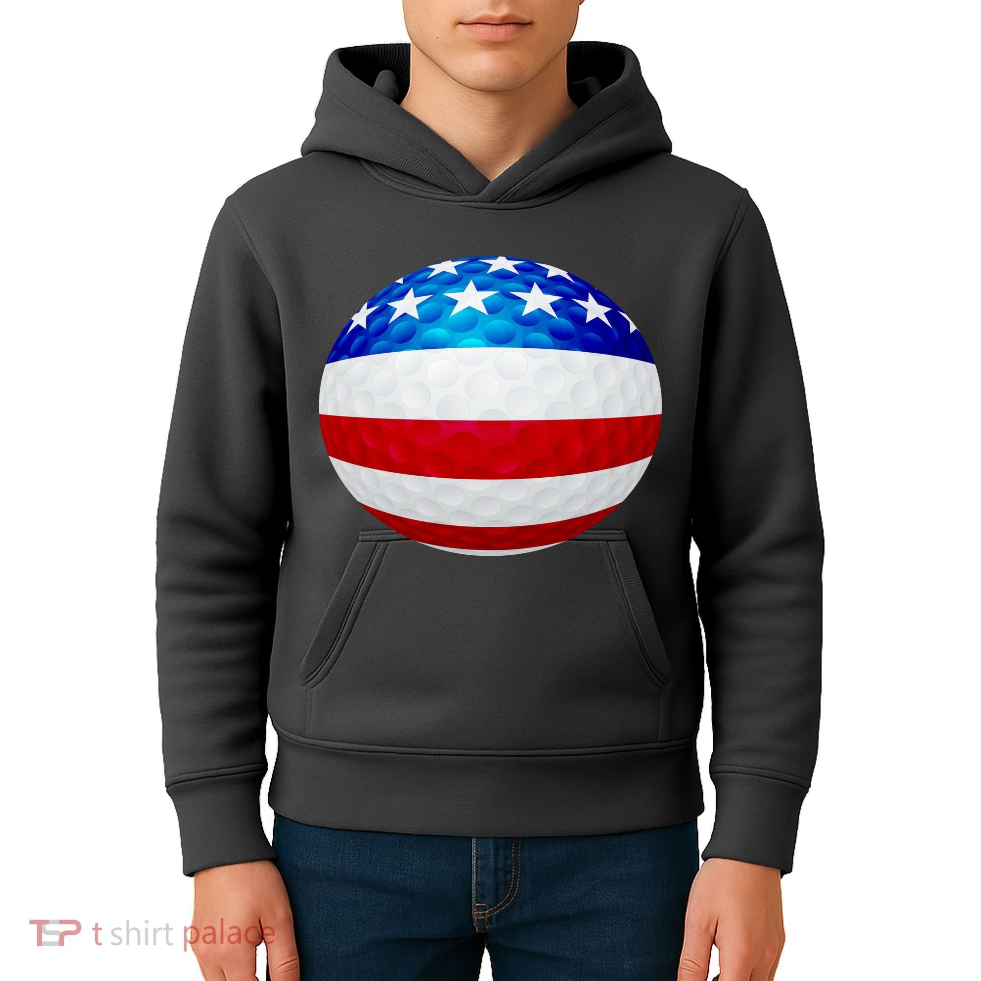 USA Golf Flag GolfBall Kids Hoodie