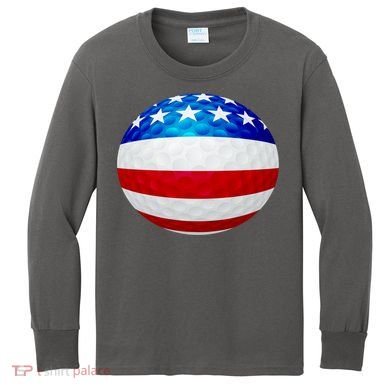 USA Golf Flag GolfBall Kids Long Sleeve Shirt