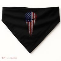 USA Grunge Skull USA-Made Doggie Bandana thumb 0