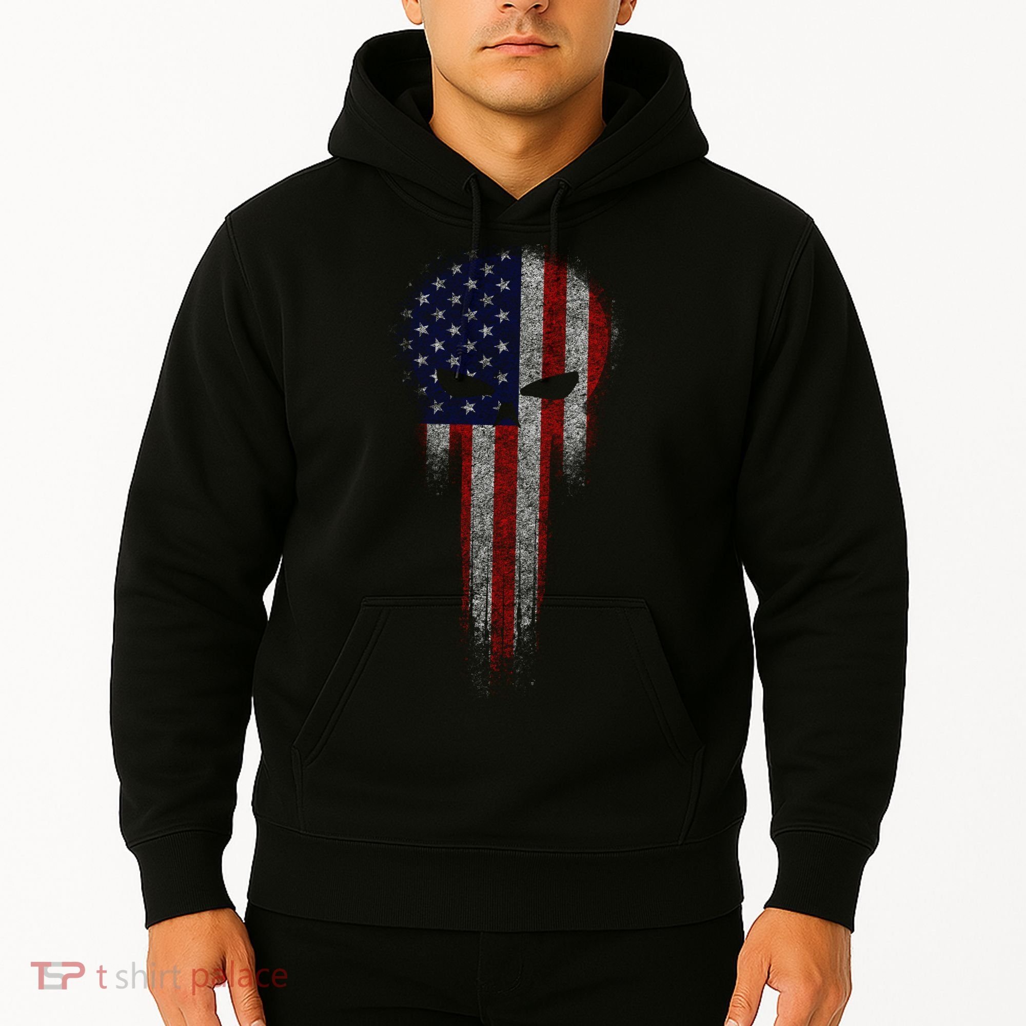 USA Grunge Skull Hoodie