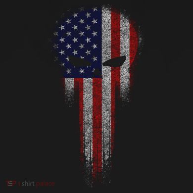 USA Grunge Skull Button