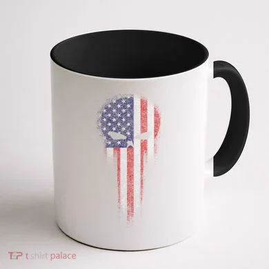 USA Grunge Skull Coffee Mug back