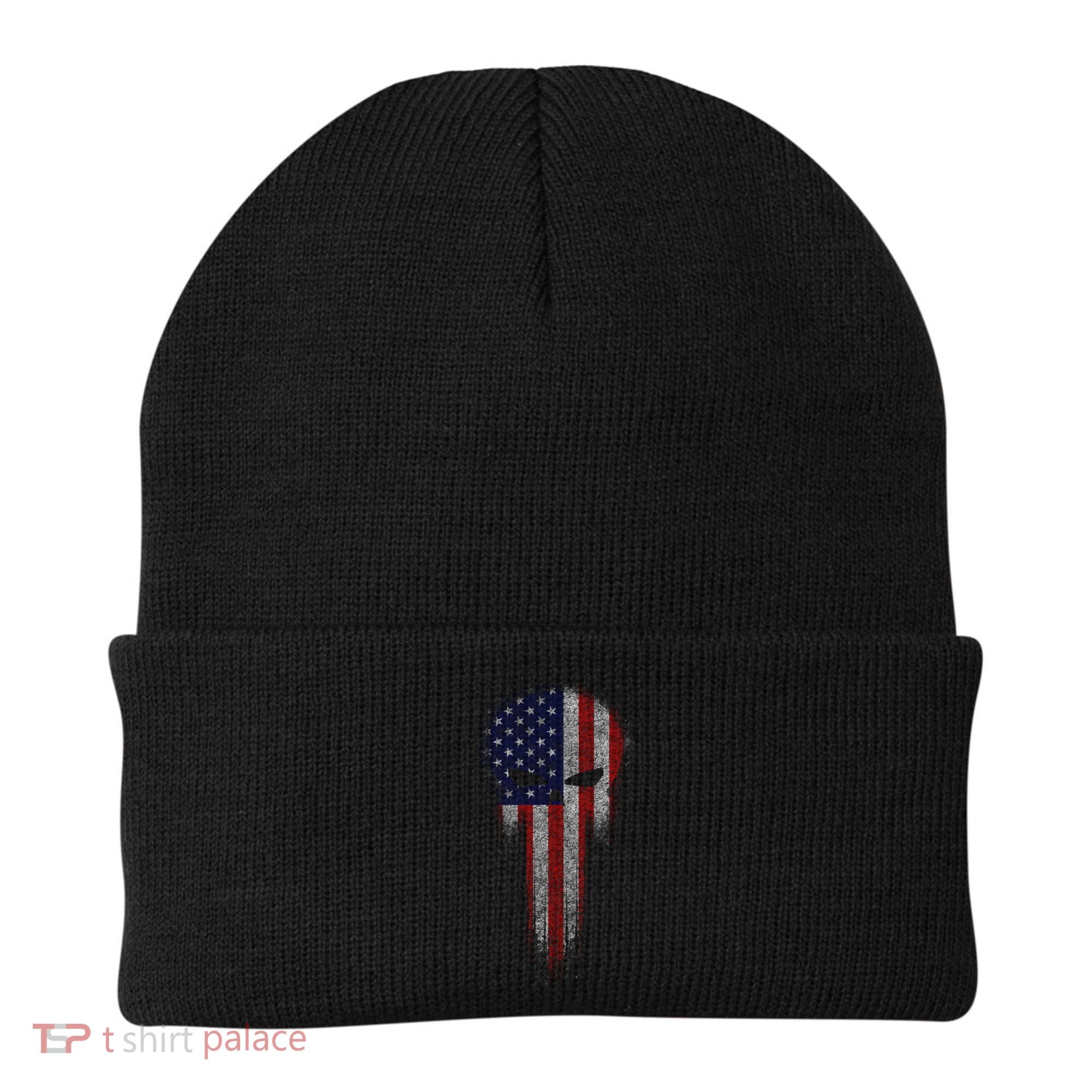 USA Grunge Skull Beanie