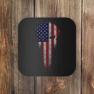 USA Grunge Skull Coaster