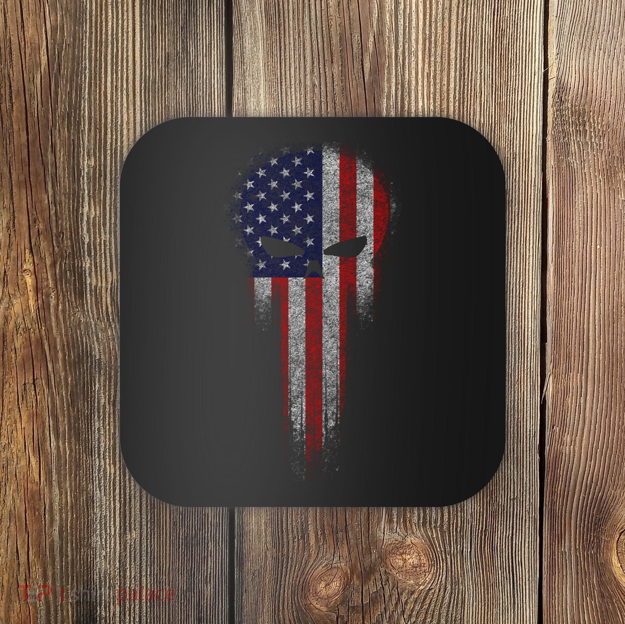 USA Grunge Skull Coaster