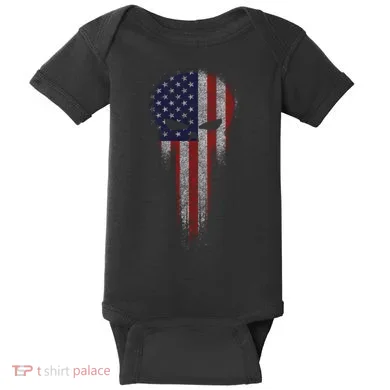 USA Grunge Skull Baby Bodysuit