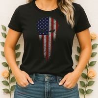 USA Grunge Skull Women's T-Shirt thumb 2