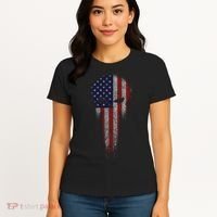 USA Grunge Skull Women's T-Shirt thumb 4