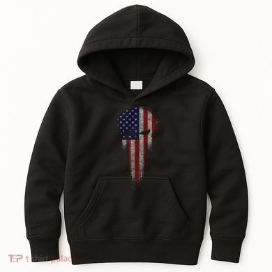 USA Grunge Skull Kids Hoodie