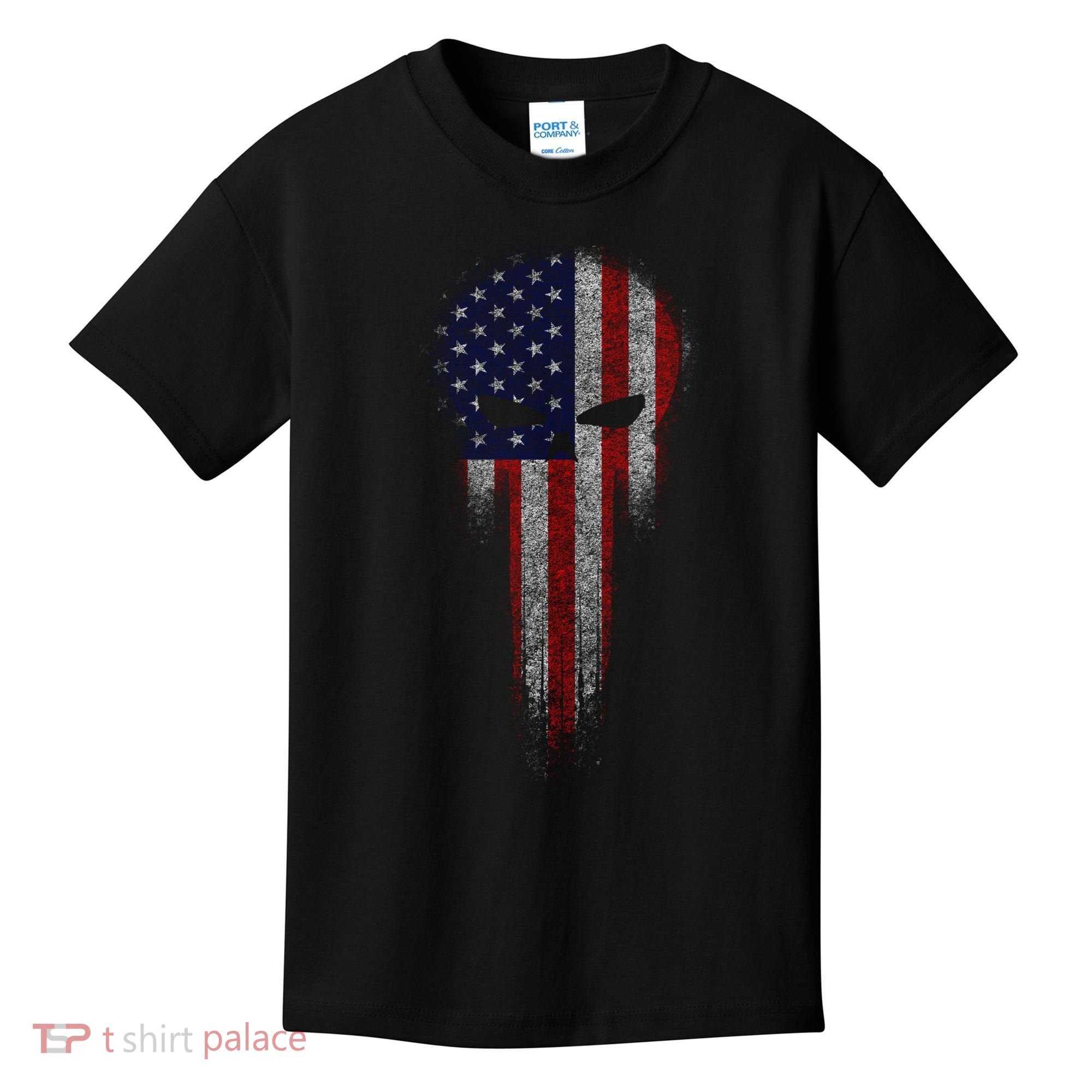 USA Grunge Skull Kids T-Shirt
