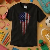 USA Grunge Skull Kids T-Shirt thumb 3