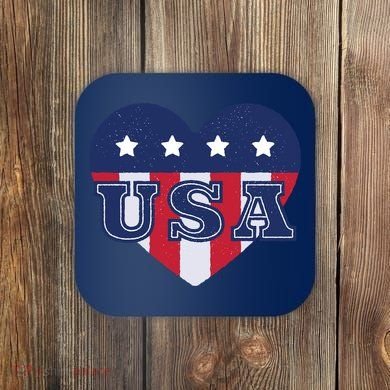 USA Heart Coaster