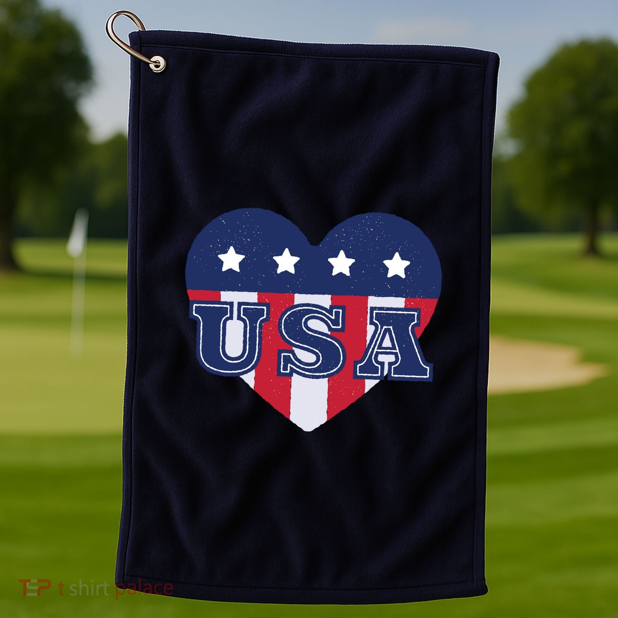 USA Heart Golf Towel