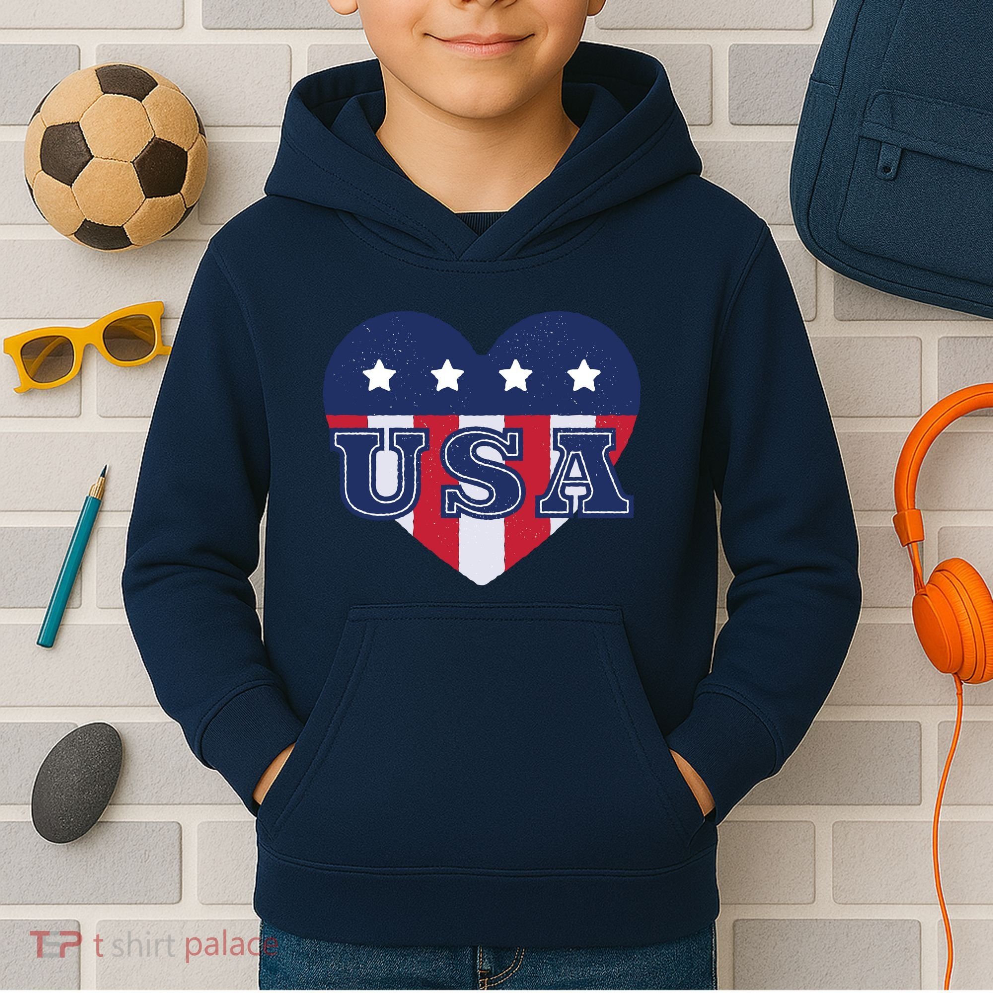 USA Heart Kids Hoodie