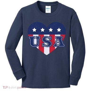 USA Heart Kids Long Sleeve Shirt