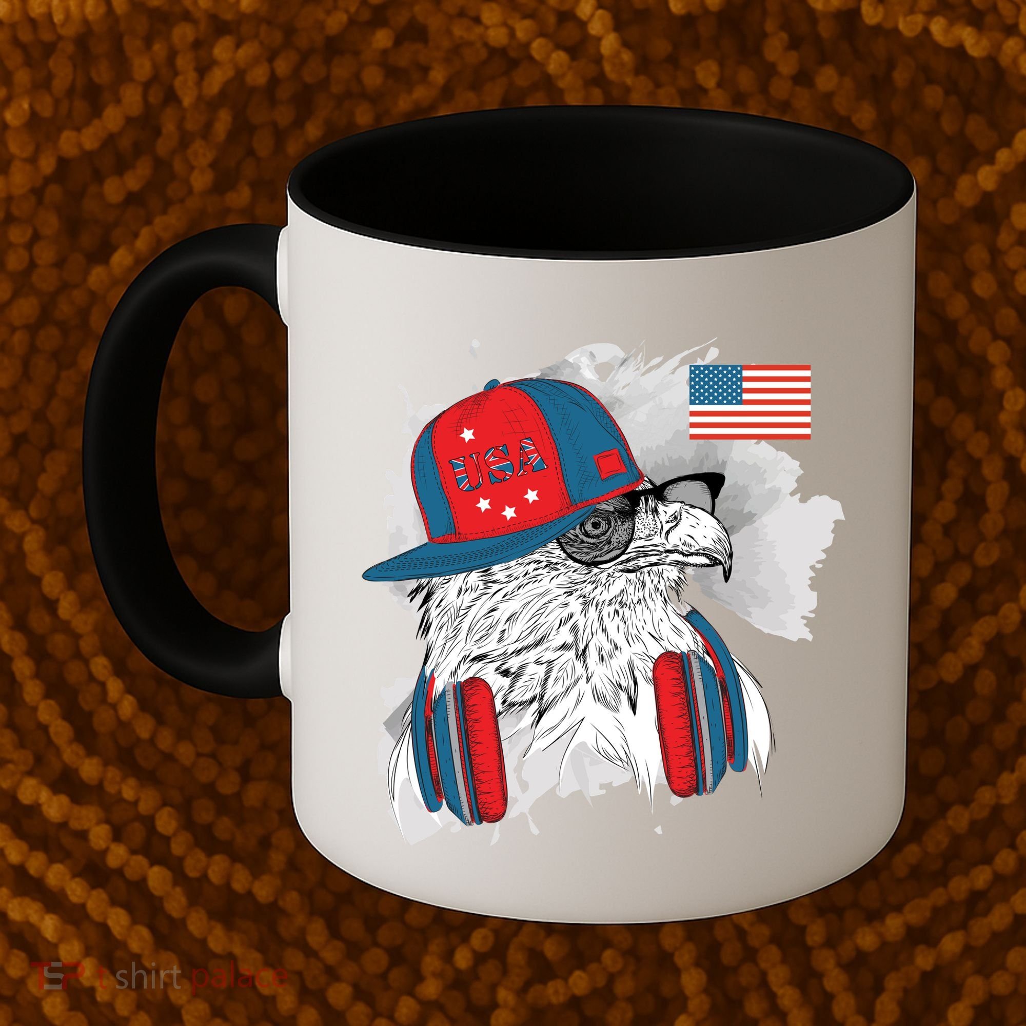 USA Hip Bald Eagle United States Flag Headphones Coffee Mug
