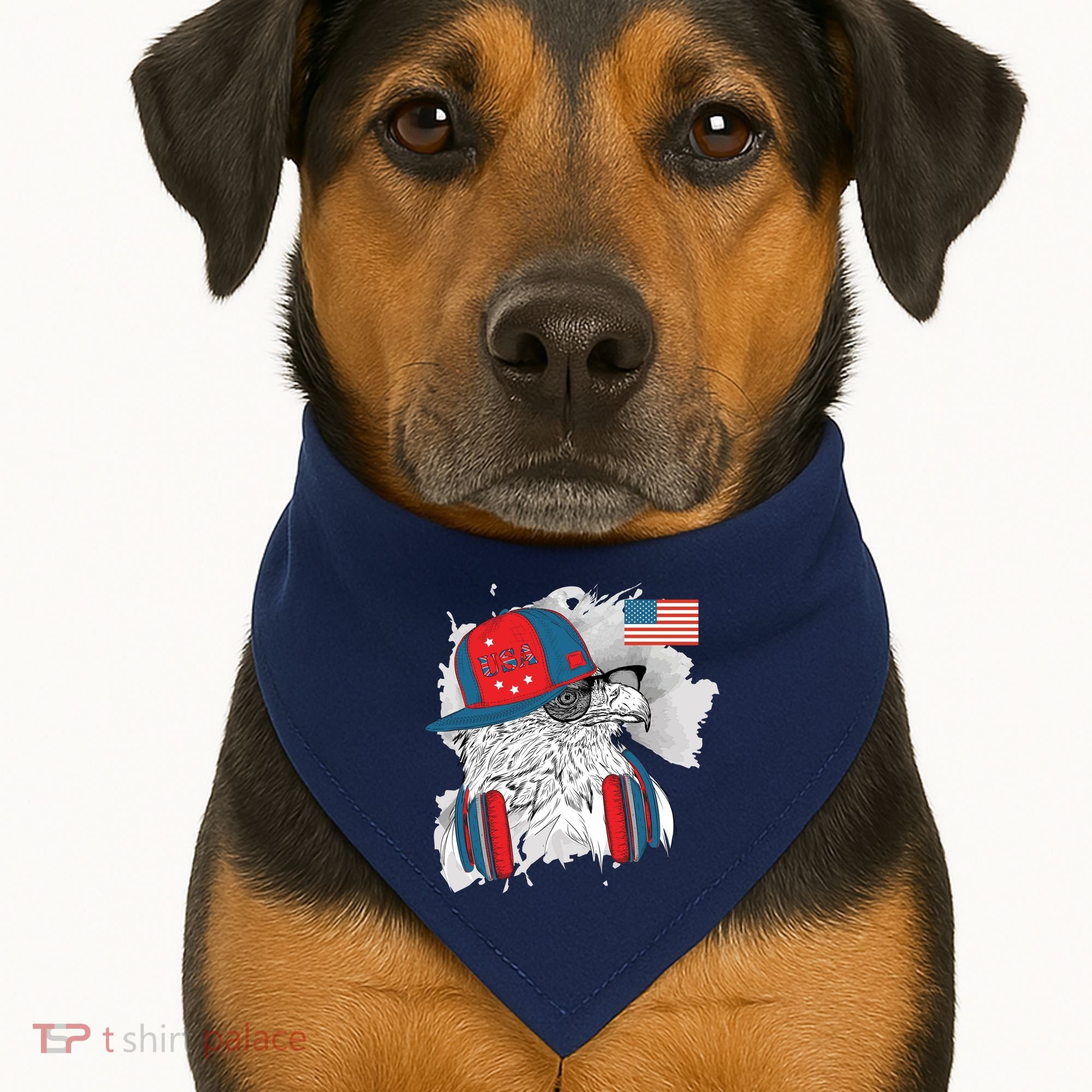 USA Hip Bald Eagle United States Flag Headphones USA-Made Doggie Bandana