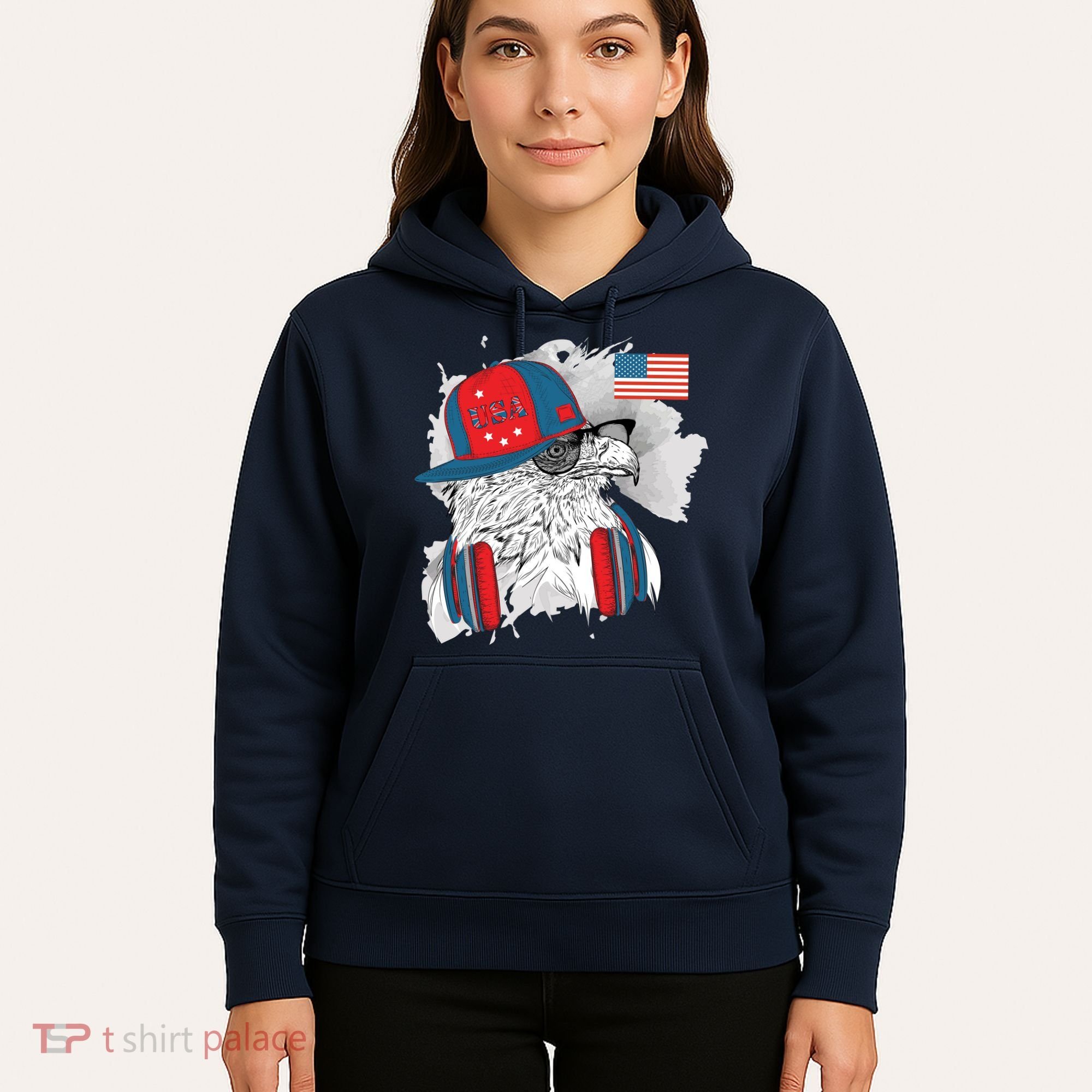 USA Hip Bald Eagle United States Flag Headphones Hoodie