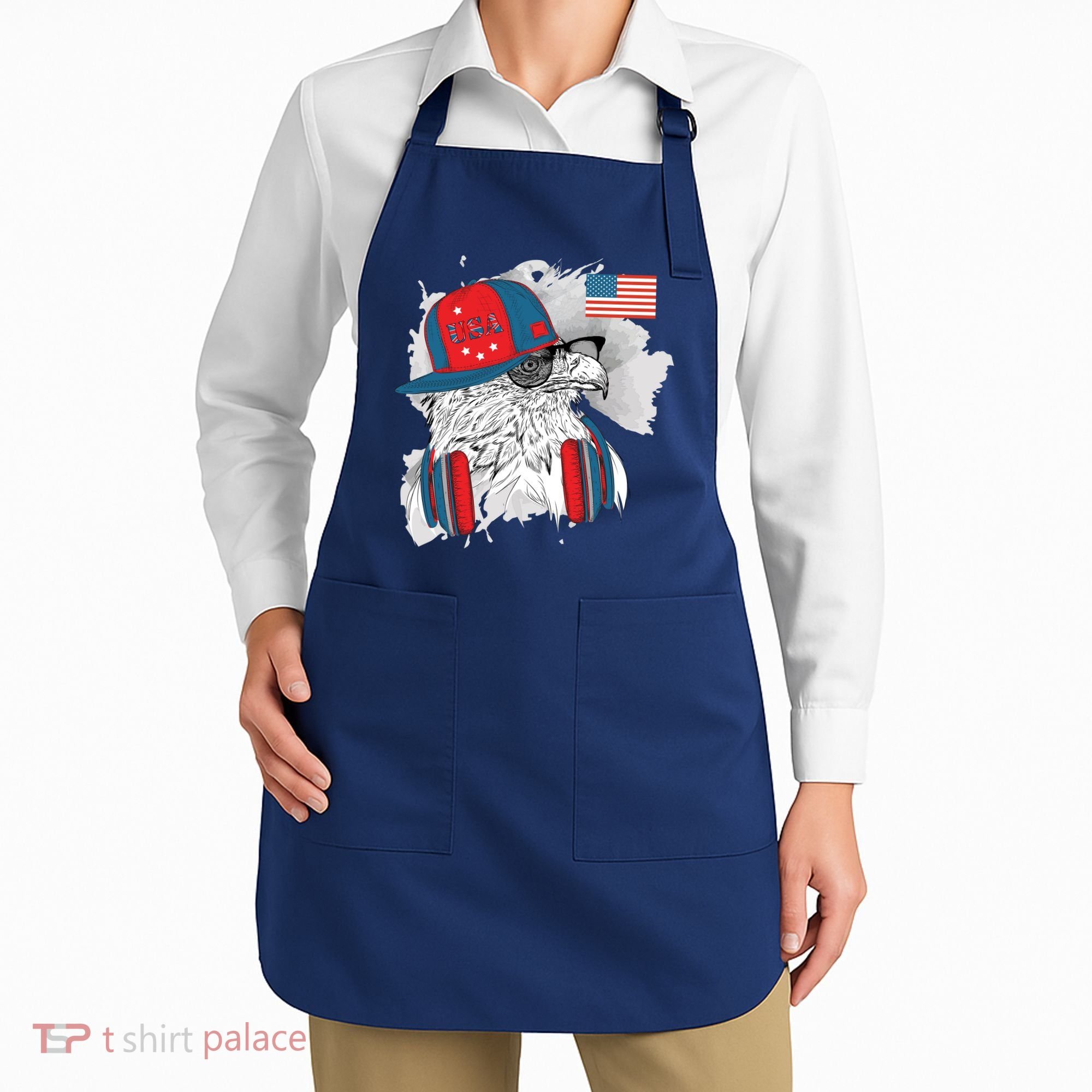USA Hip Bald Eagle United States Flag Headphones Apron