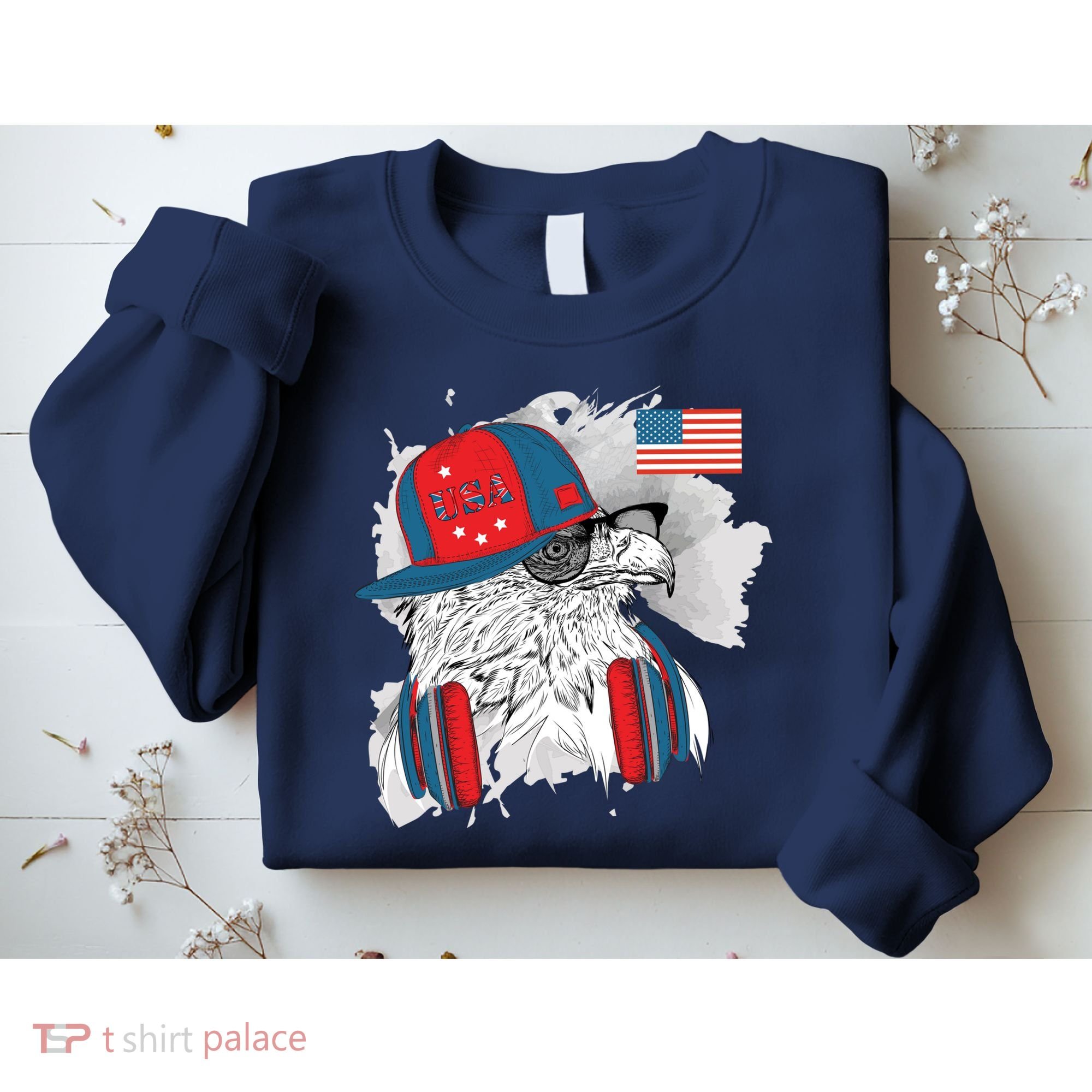 USA Hip Bald Eagle United States Flag Headphones Sweatshirt