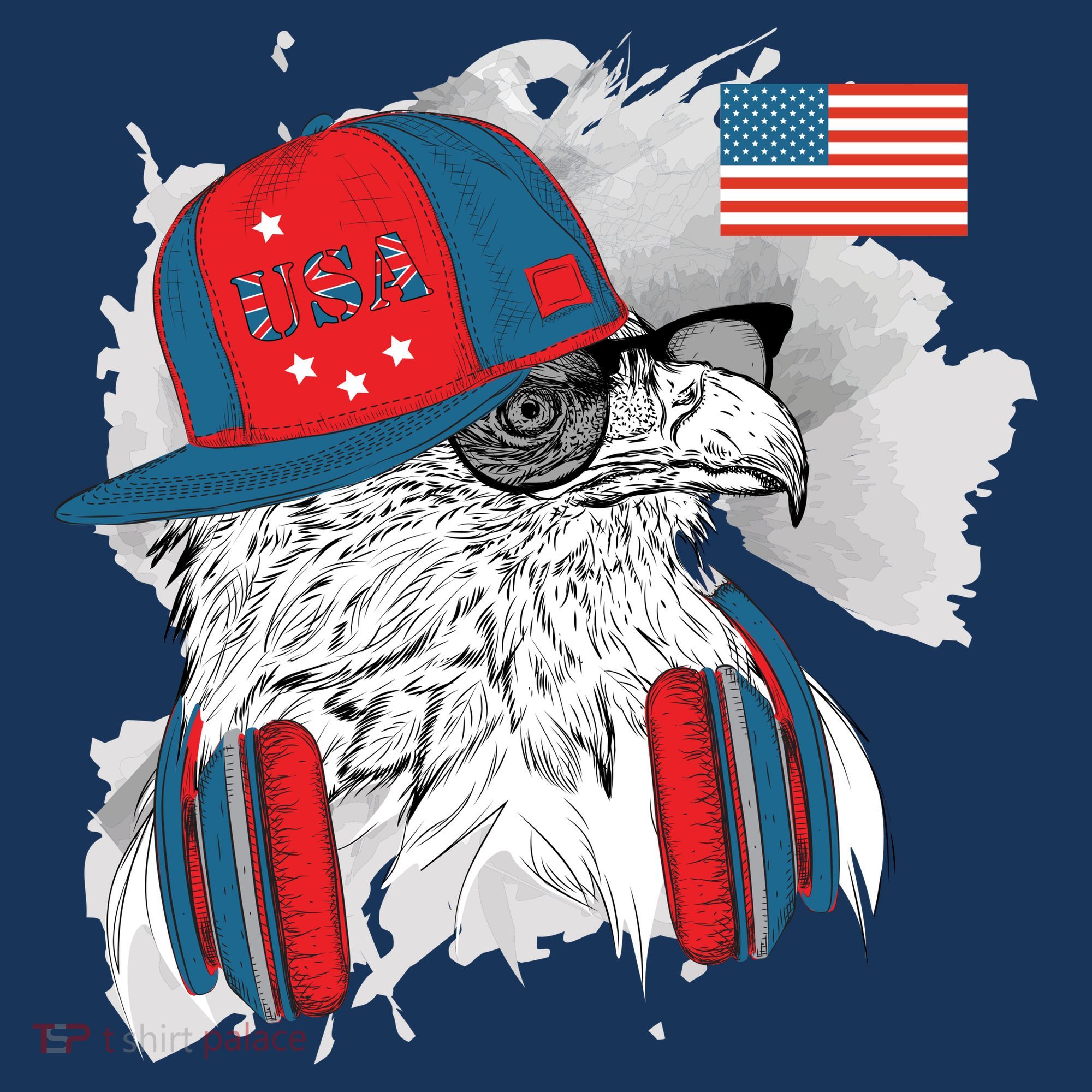 USA Hip Bald Eagle United States Flag Headphones Women's Tank Top
