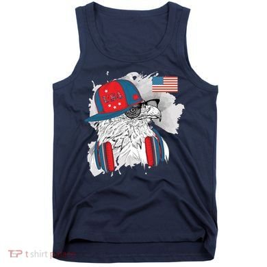 USA Hip Bald Eagle United States Flag Headphones Tank Top