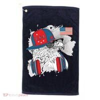 USA Hip Bald Eagle United States Flag Headphones Golf Towel thumb 0