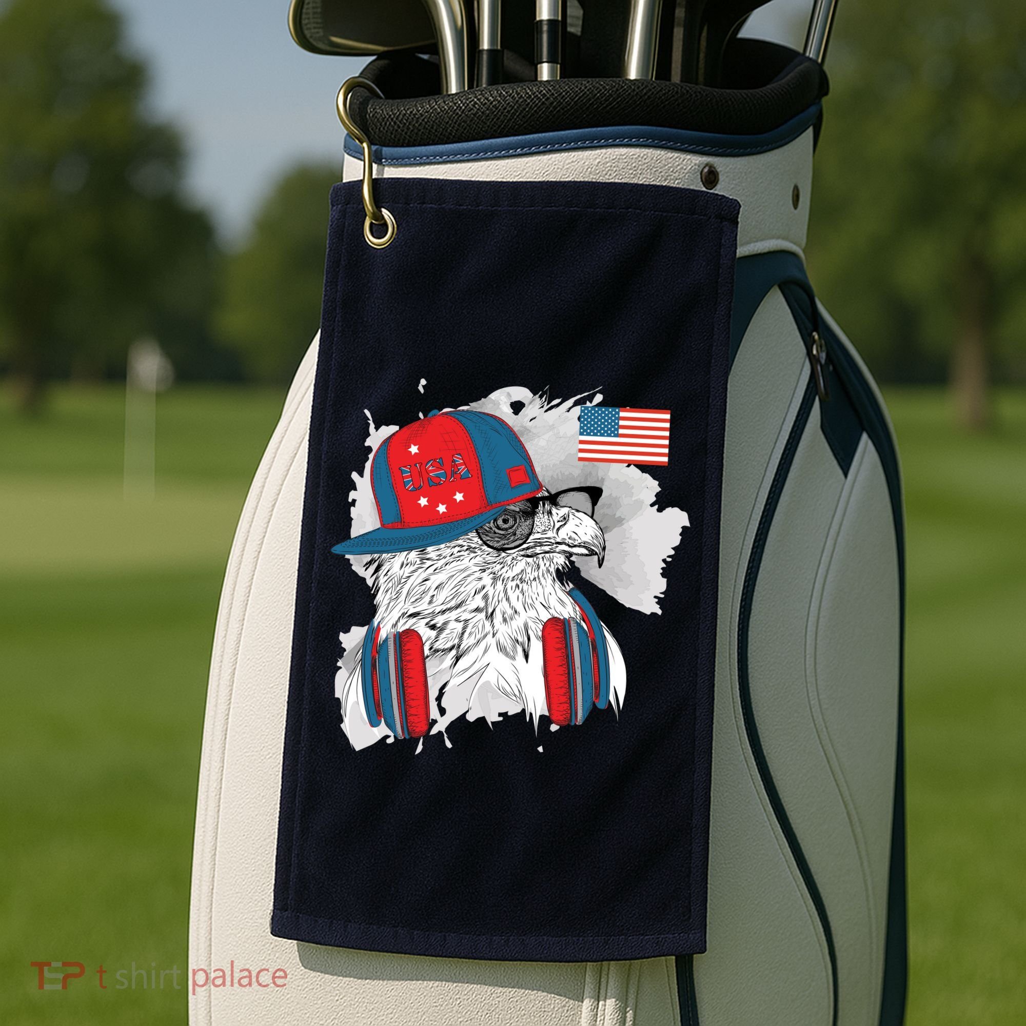 USA Hip Bald Eagle United States Flag Headphones Golf Towel