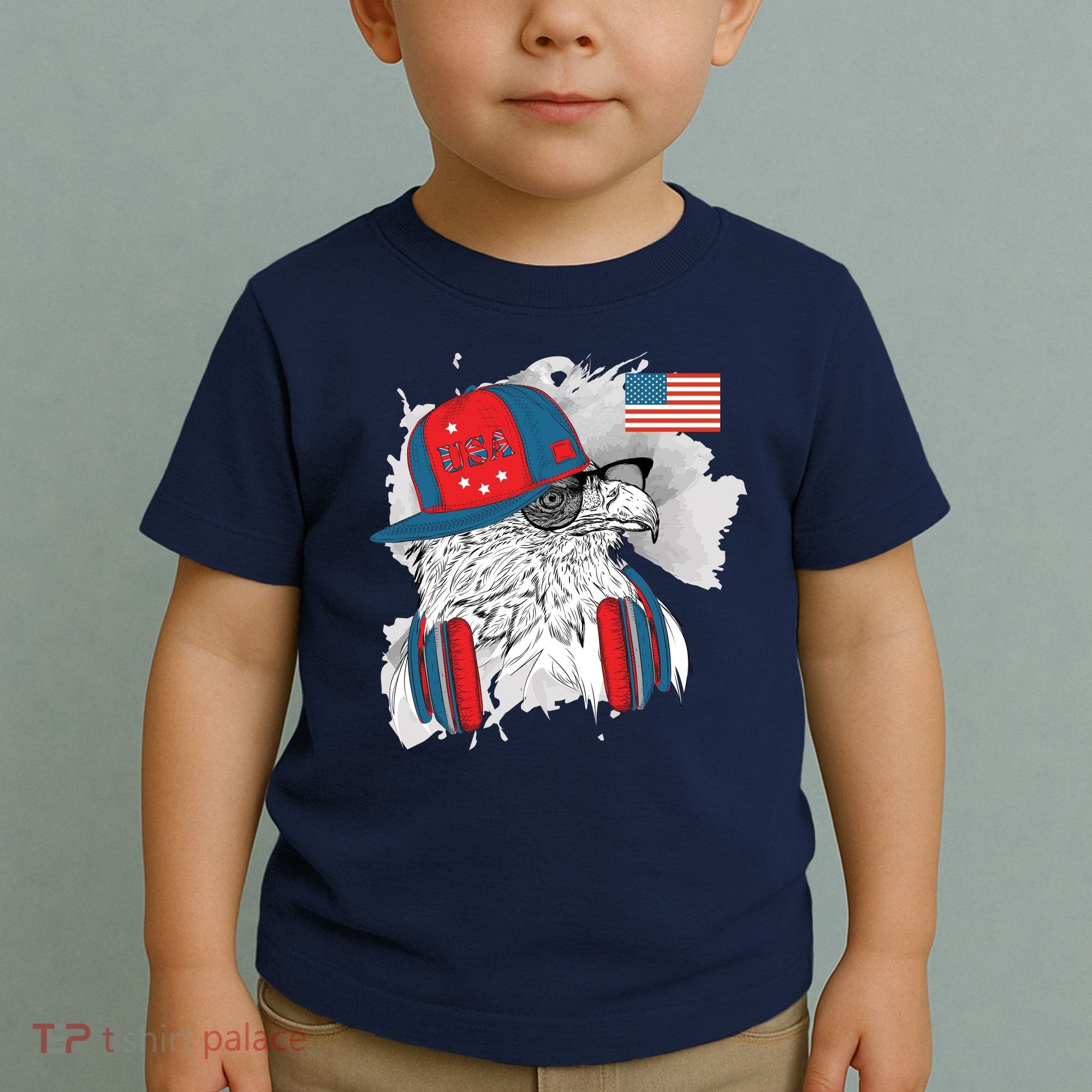USA Hip Bald Eagle United States Flag Headphones Toddler T-Shirt