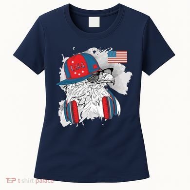 USA Hip Bald Eagle United States Flag Headphones Women's T-Shirt