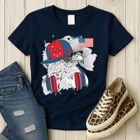 USA Hip Bald Eagle United States Flag Headphones Women's T-Shirt thumb 3