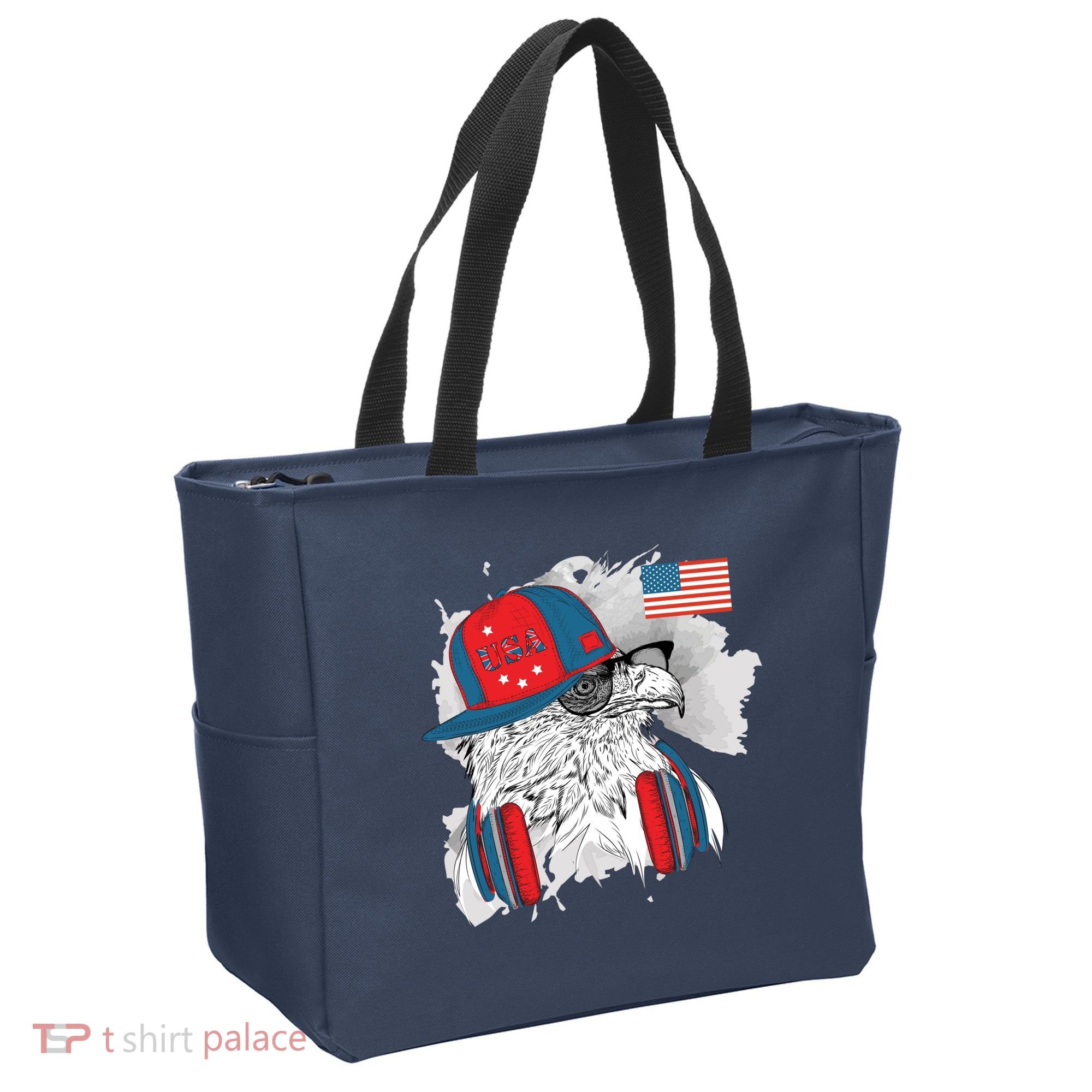 USA Hip Bald Eagle United States Flag Headphones Tote Bag