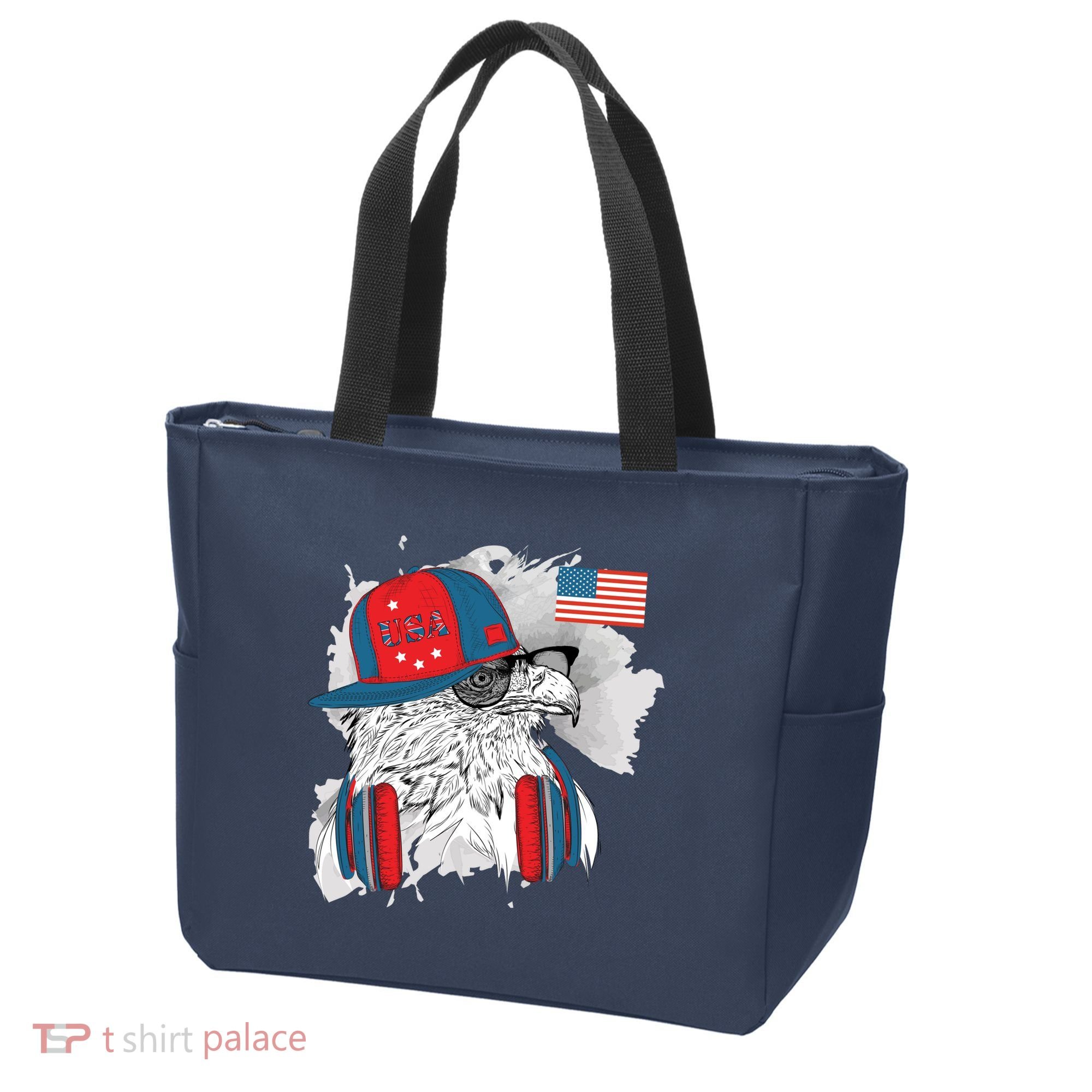 USA Hip Bald Eagle United States Flag Headphones Tote Bag