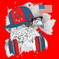 USA Hip Bald Eagle United States Flag Headphones Santa Hat thumb 1