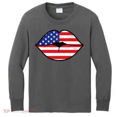 USA Lips Kids Long Sleeve Shirt