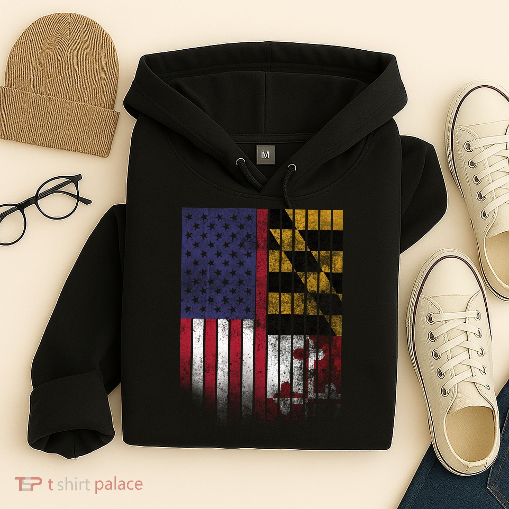 USA Maryland Flag Hoodie