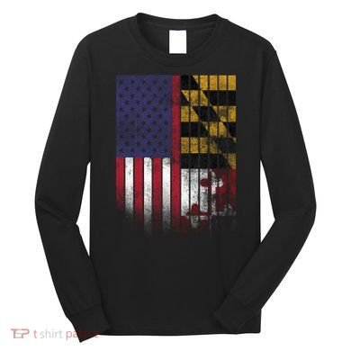 USA Maryland Flag Long Sleeve Shirt
