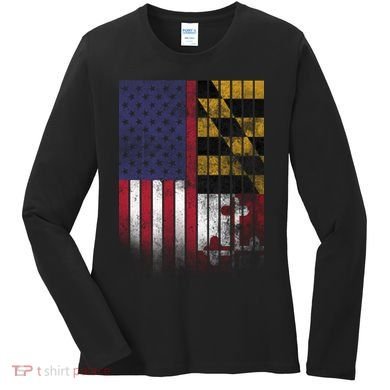 USA Maryland Flag Women's Long Sleeve Shirt