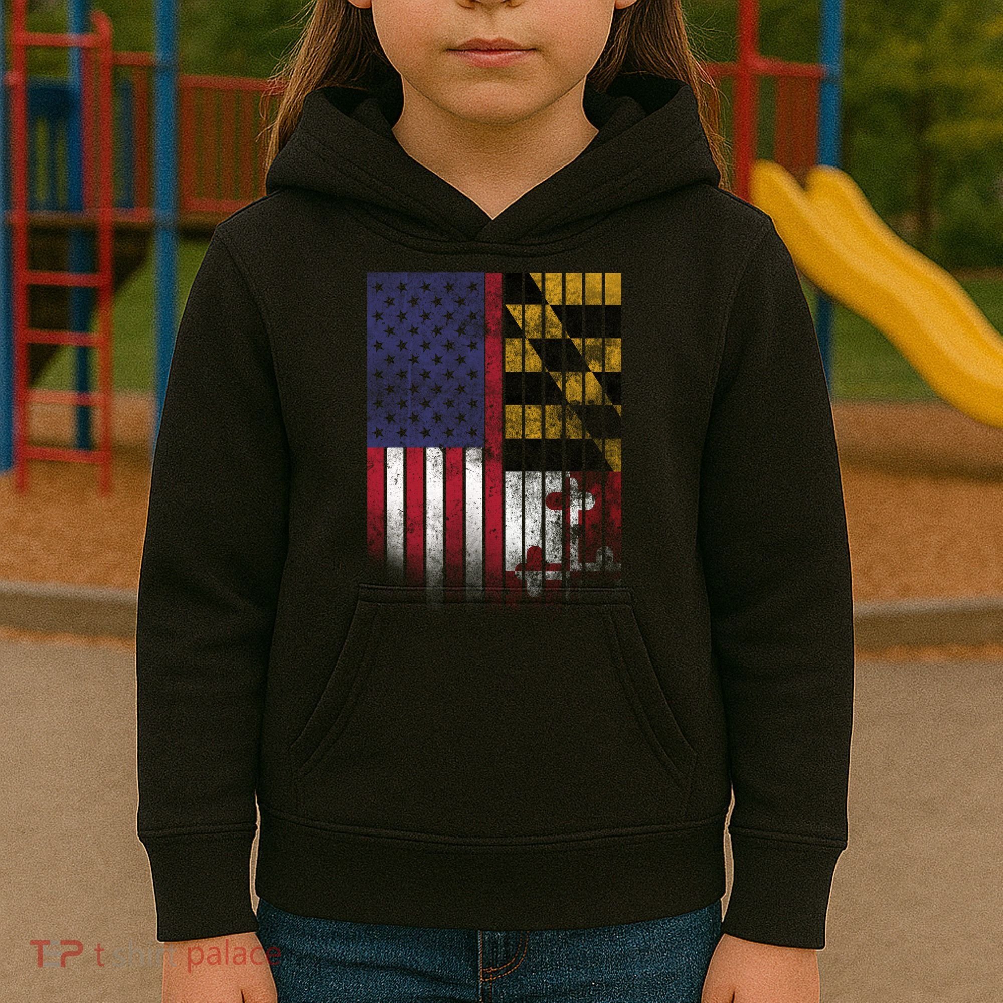 USA Maryland Flag Kids Hoodie