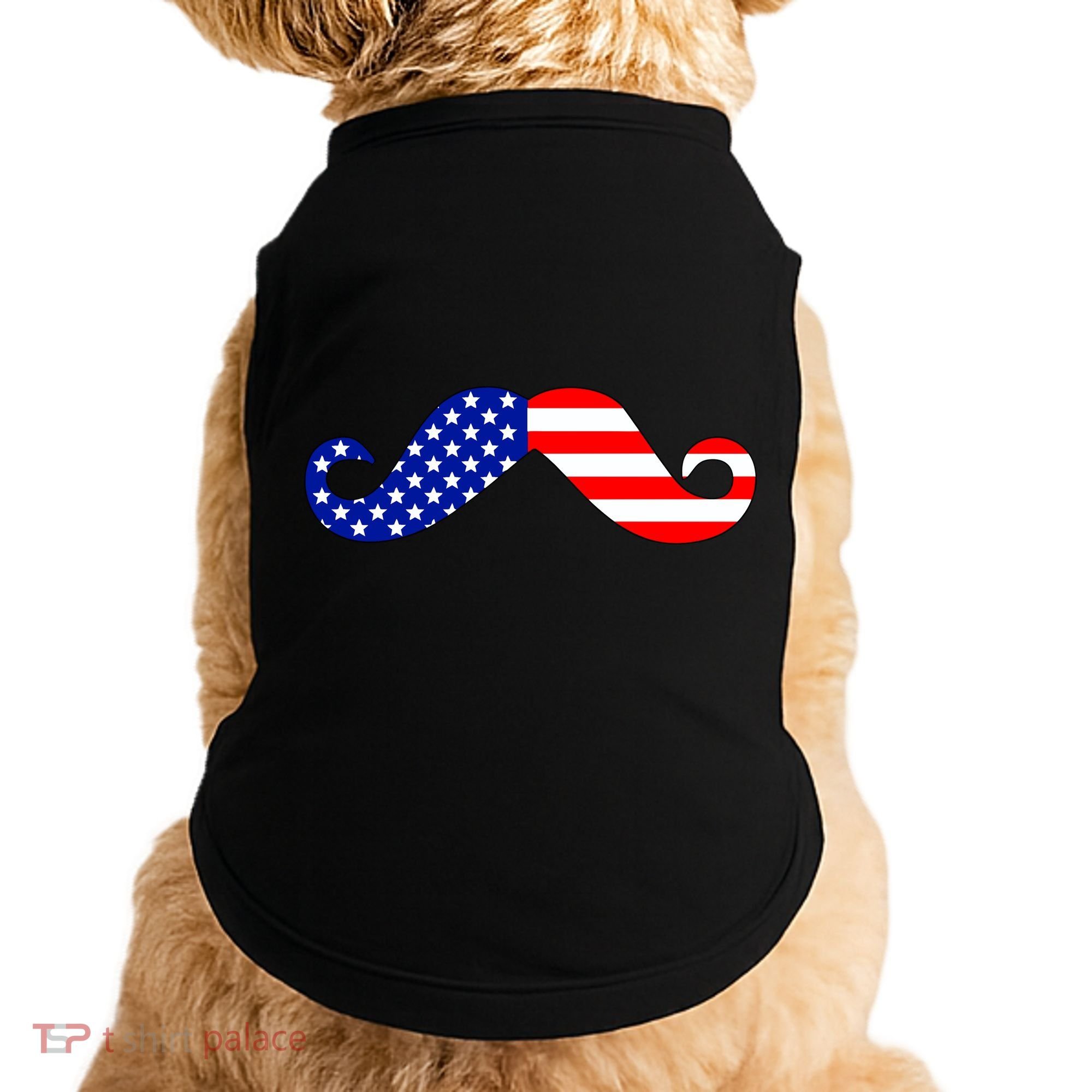 USA Mustache American Stache Doggie Tank