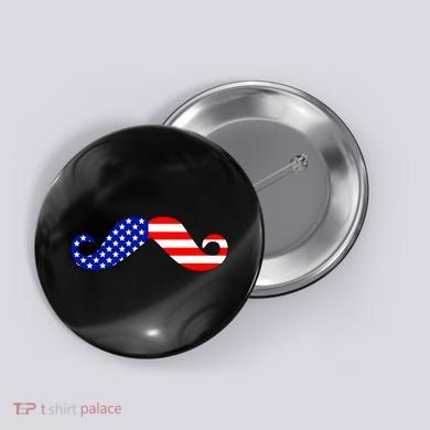 USA Mustache American Stache Button
