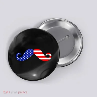 USA Mustache American Stache Button